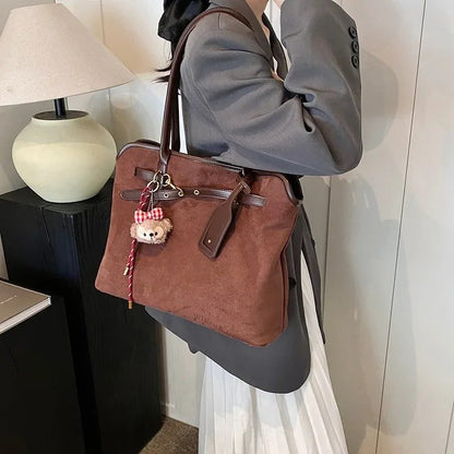 Large Faux Suede Shoulder Bag for Women