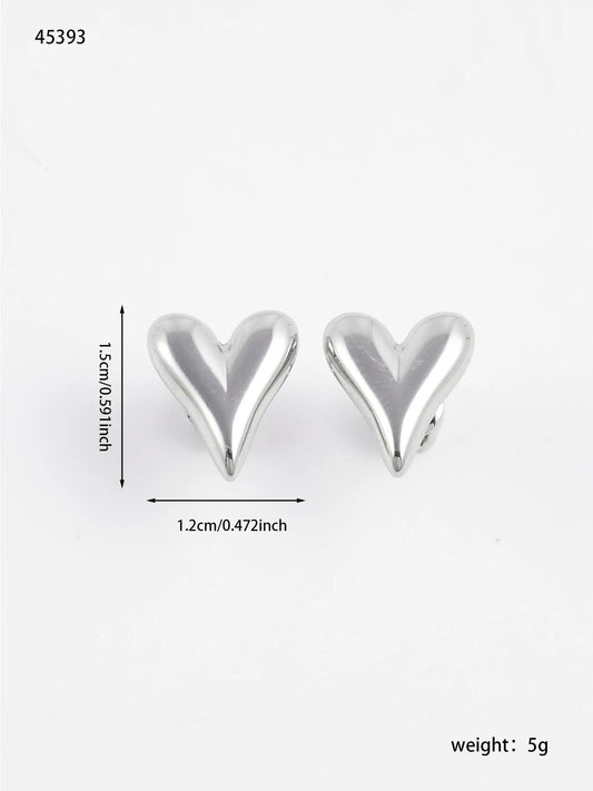 Chic Waterproof Heart Shaped Stud Earrings