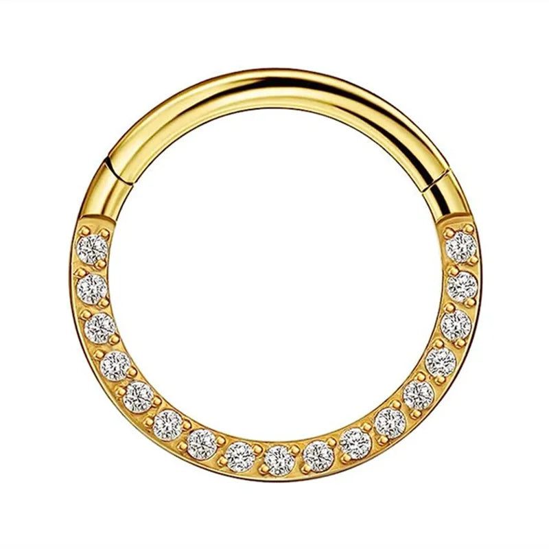 Crystal Septum Hoop Clicker Nose Ring Jewelry