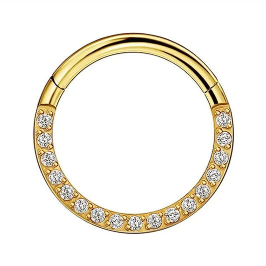 Crystal Septum Hoop Clicker Nose Ring Jewelry