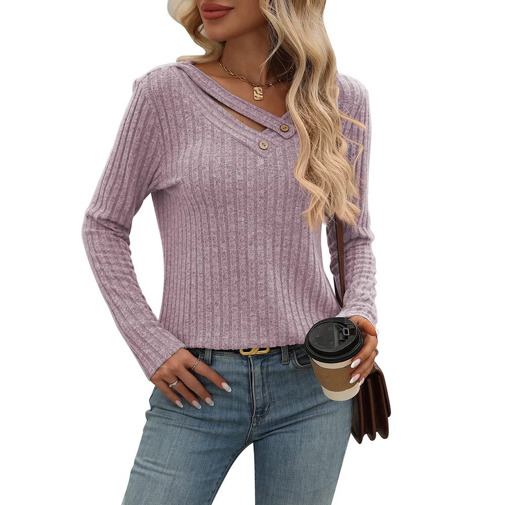 2024 Women's Casual V-Neck Striped T-Shirt