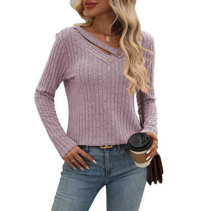 2024 Women's Casual V-Neck Striped T-Shirt