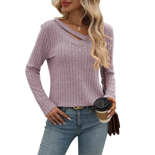 2024 Women's Casual V-Neck Striped T-Shirt